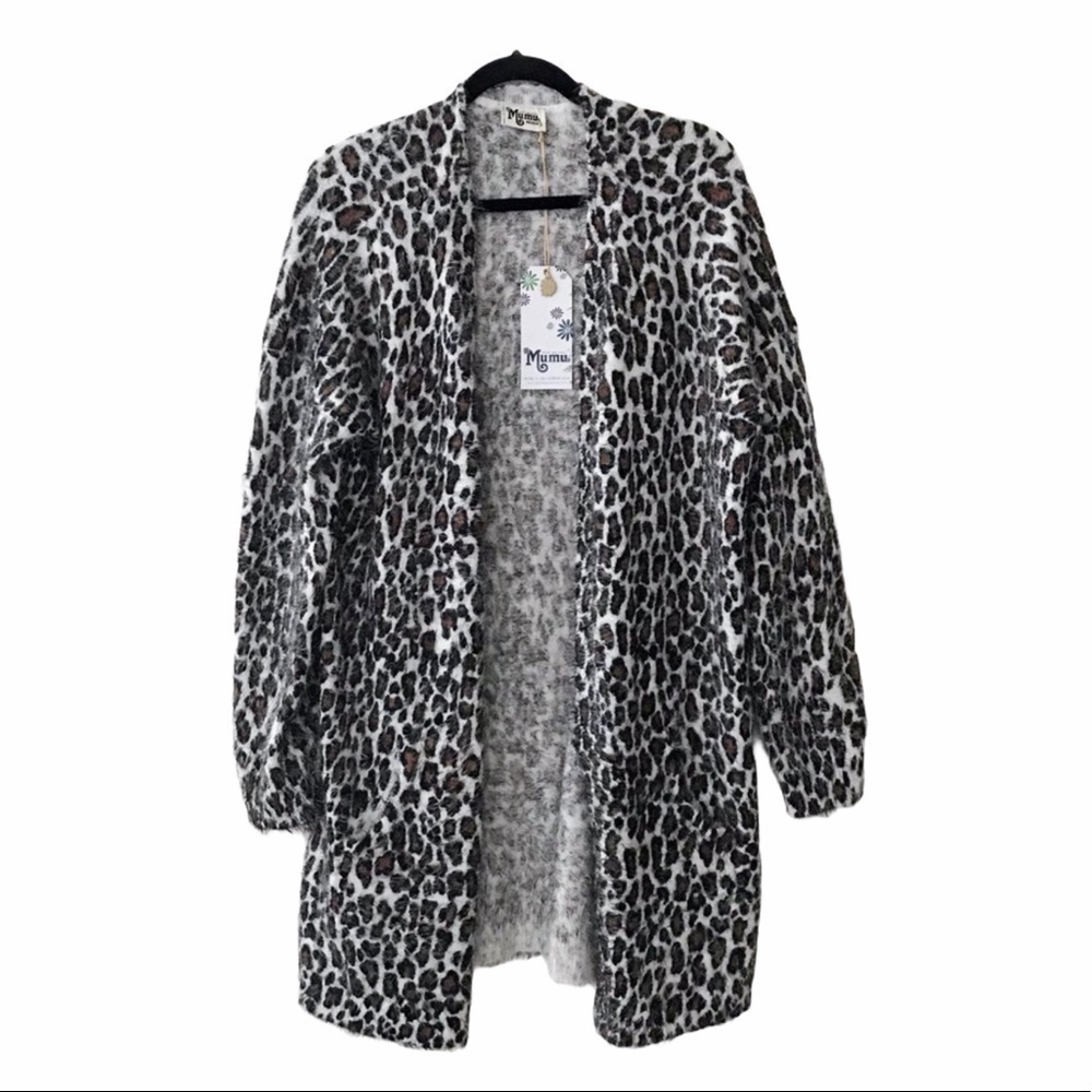 Show Me Your Mumu Fuzzy Cheetah Easy Open Front Cardigan NWT Medium